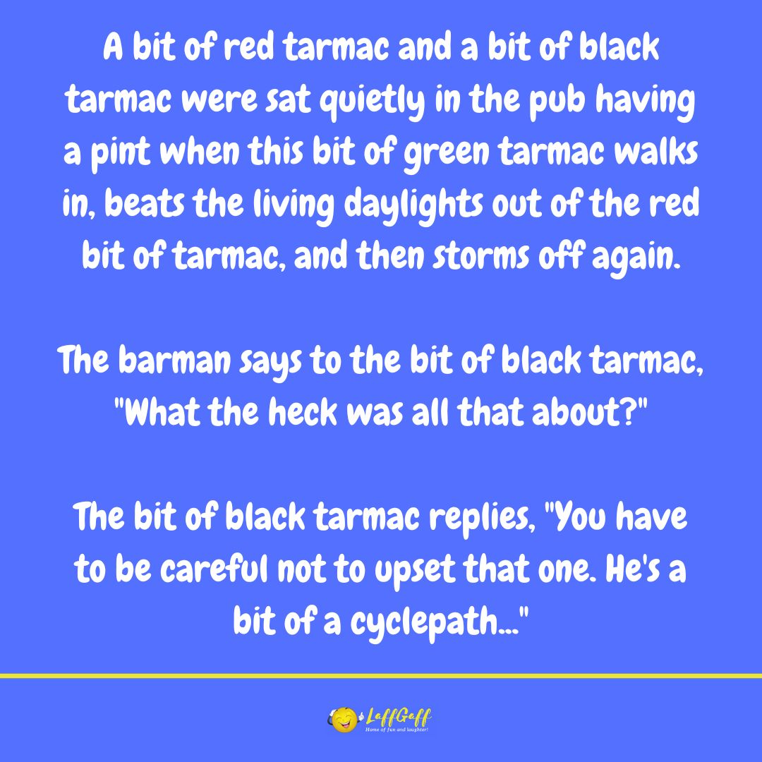 Red and black tarmac joke from LaffGaff.