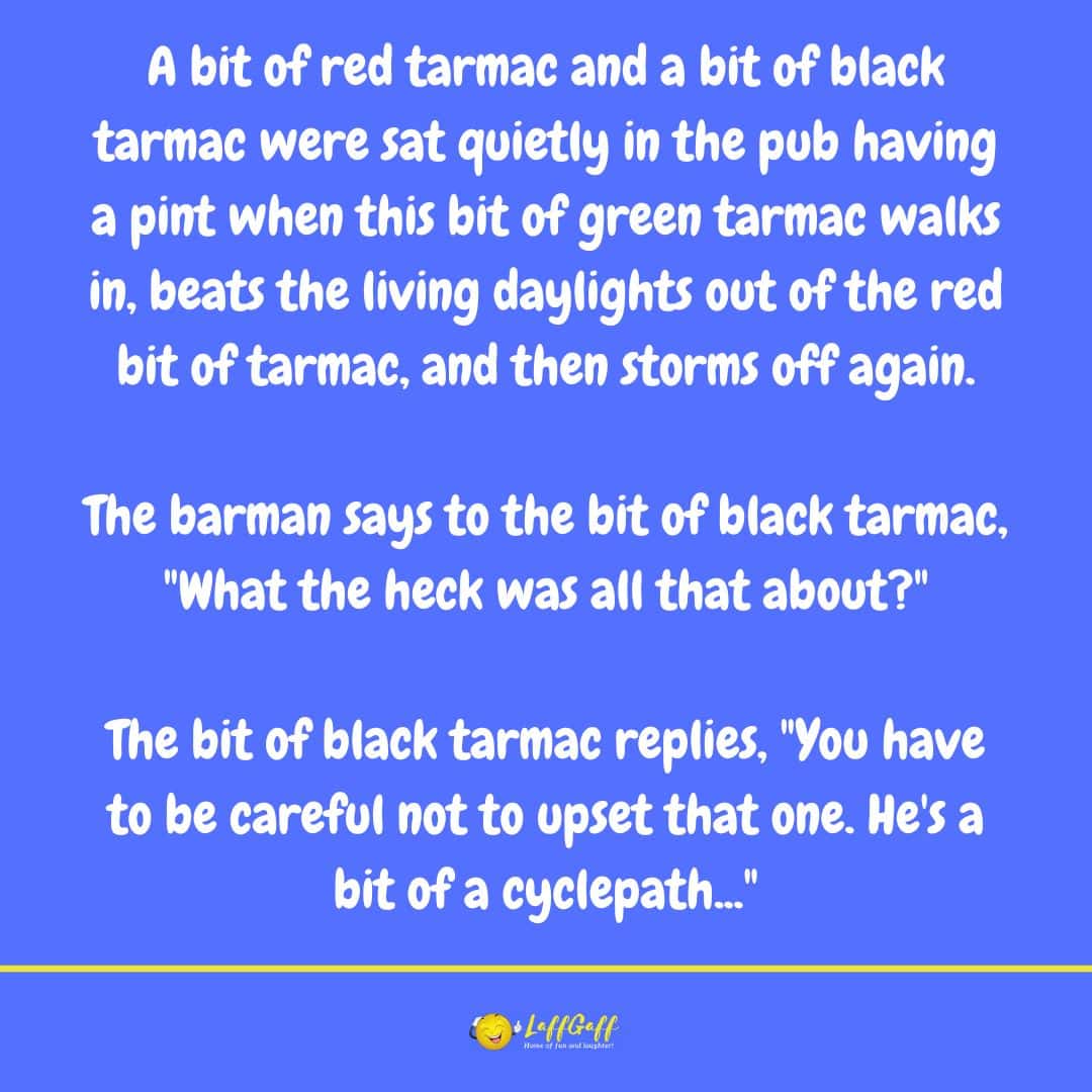 Red and black tarmac joke from LaffGaff.