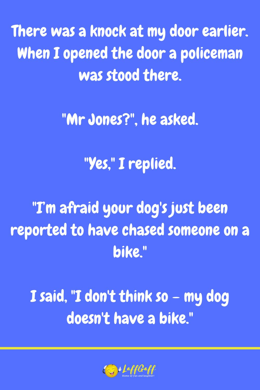 Dog on bike joke from LaffGaff.