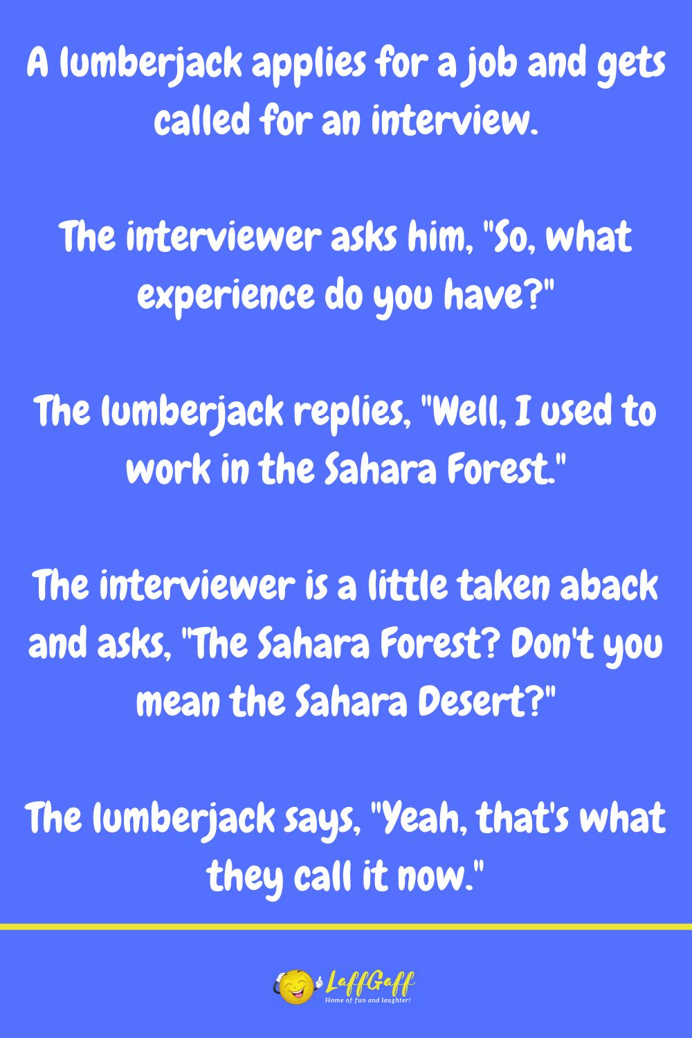 Lumberjack joke from LaffGaff.