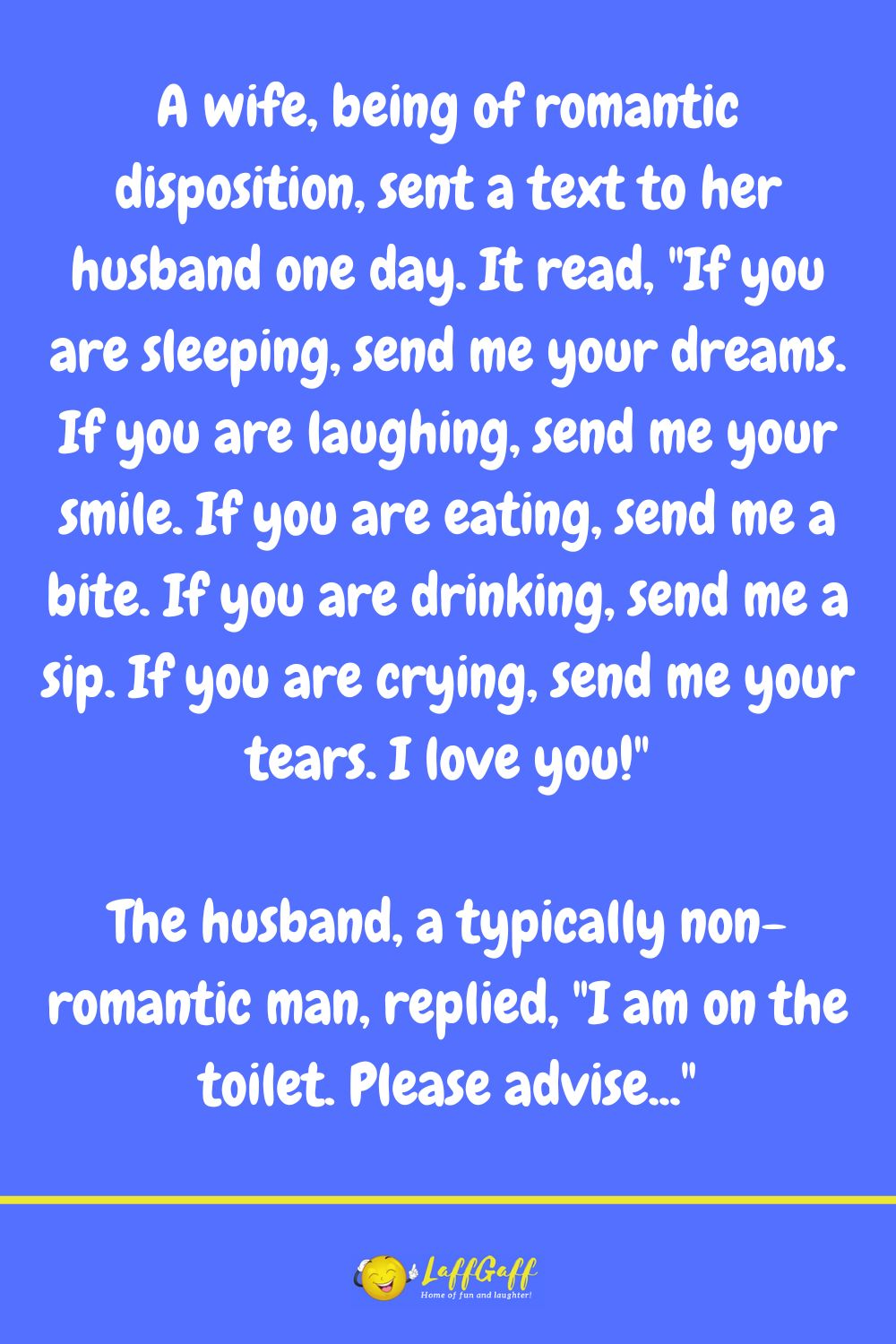 Romantic husband joke from LaffGaff.