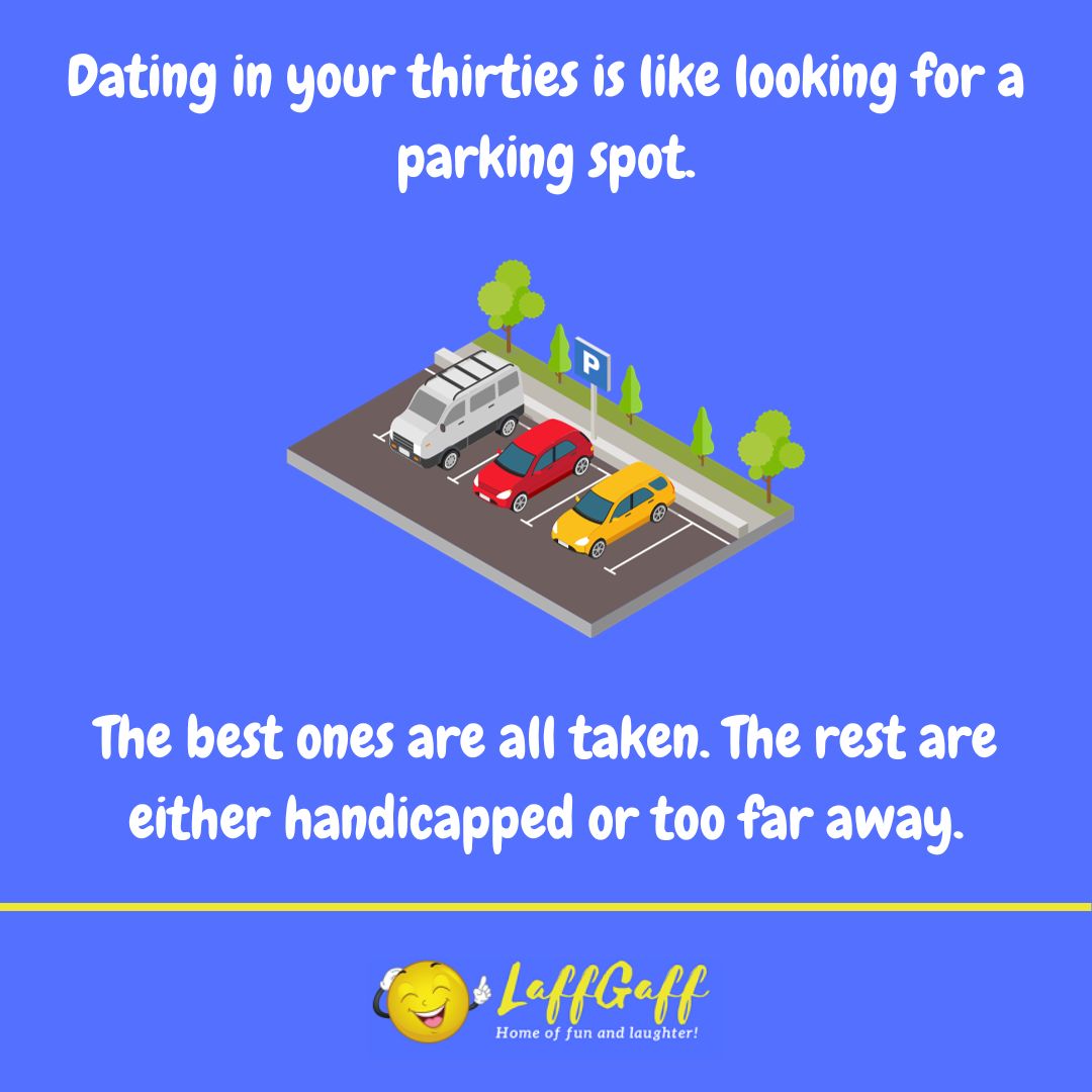 Dating in your thirties joke from LaffGaff.