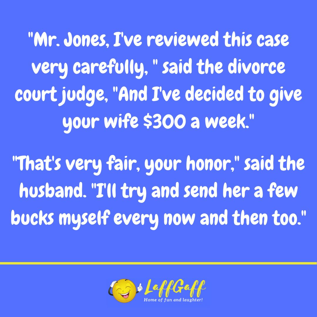 Divorce court joke from LaffGaff.