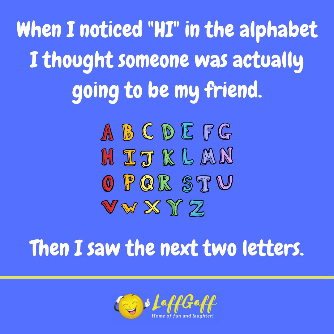 Friendly alphabet joke from LaffGaff.