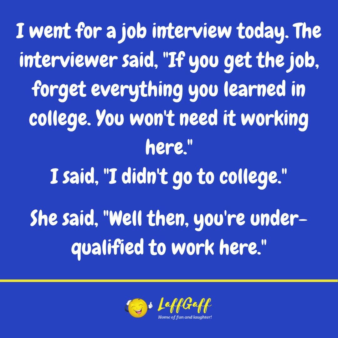 Job qualification joke from LaffGaff.