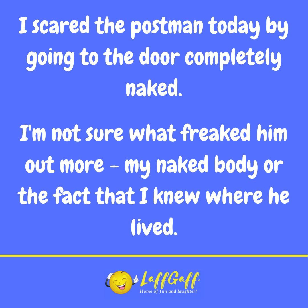 Scared postman joke from LaffGaff.