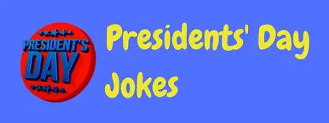 Header image for a page of funny Presidents' Day jokes to celebrate Washington's Birthday with a smile!