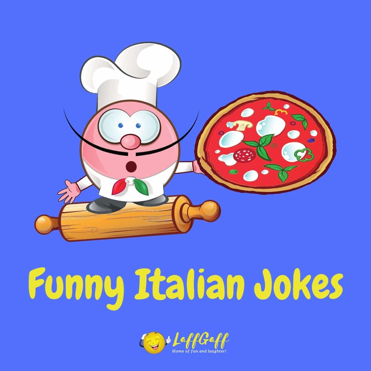 Featured image for a page of funny Italian jokes and puns.