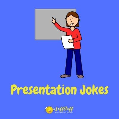 Featured image for a page of funny presentation jokes and puns.