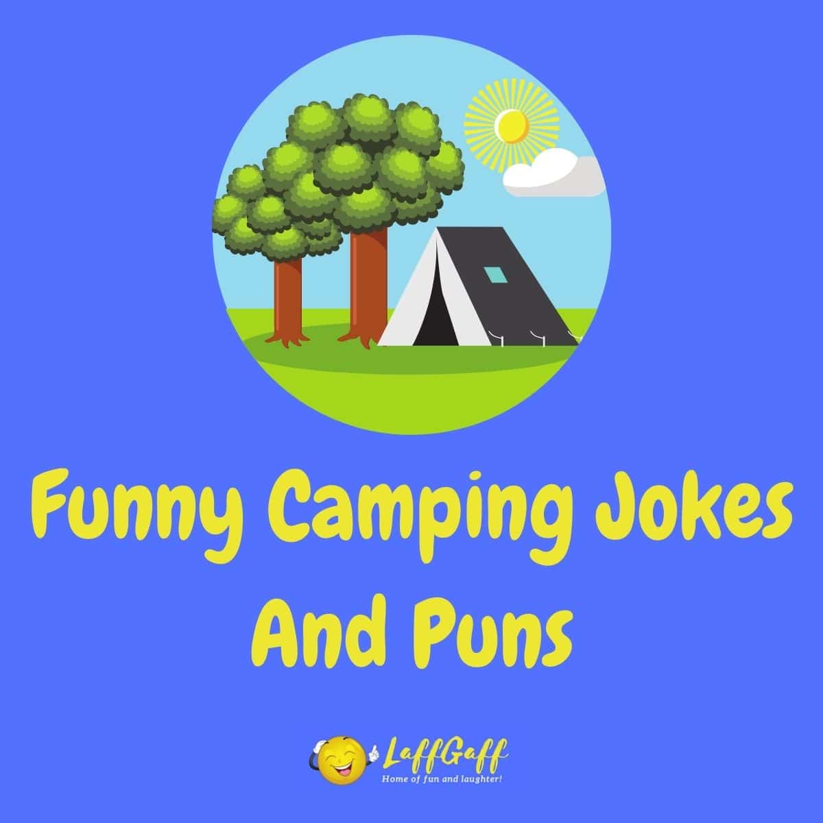 Featured image for a page of funny camping jokes and puns.