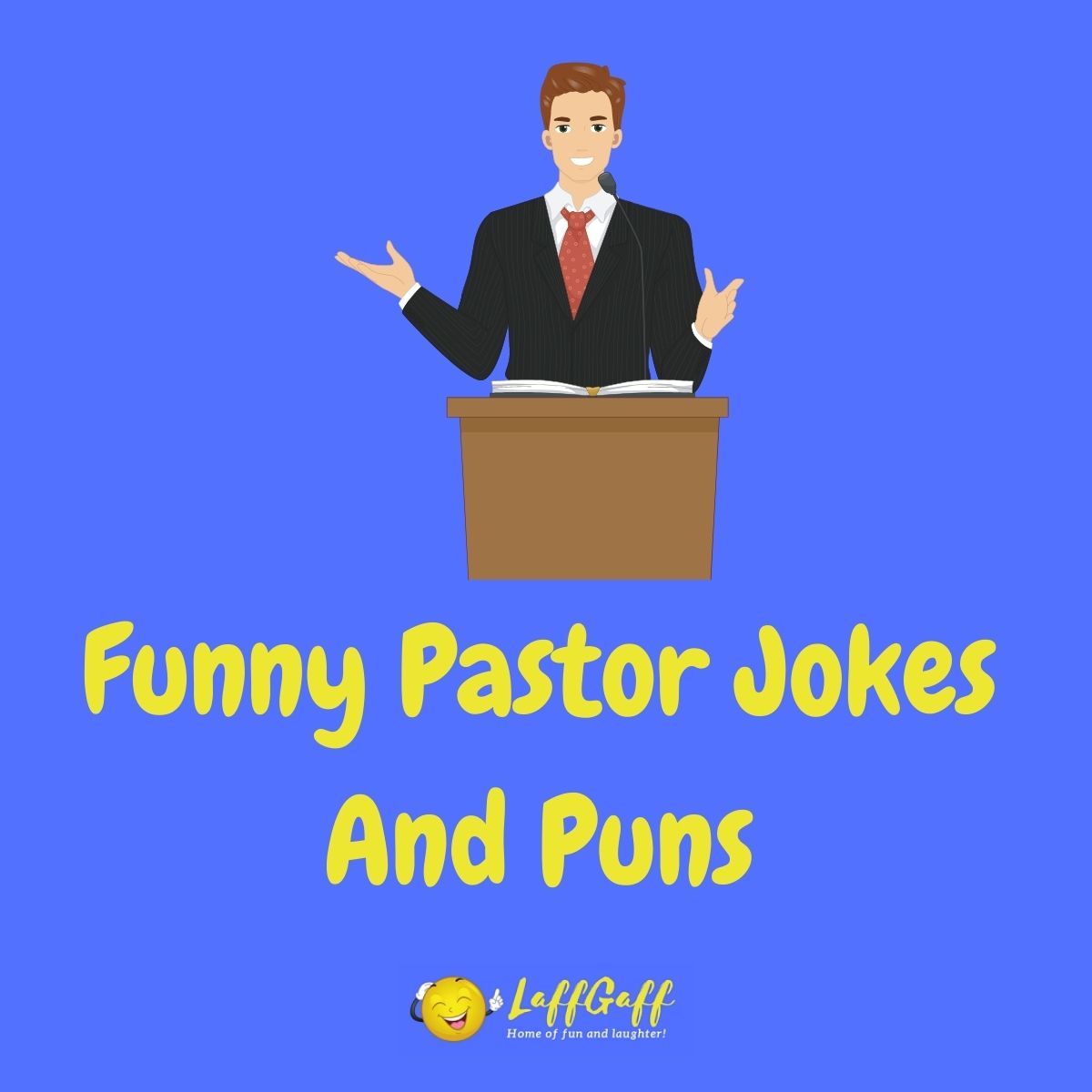 Featured image for a page of funny pastor jokes and puns.