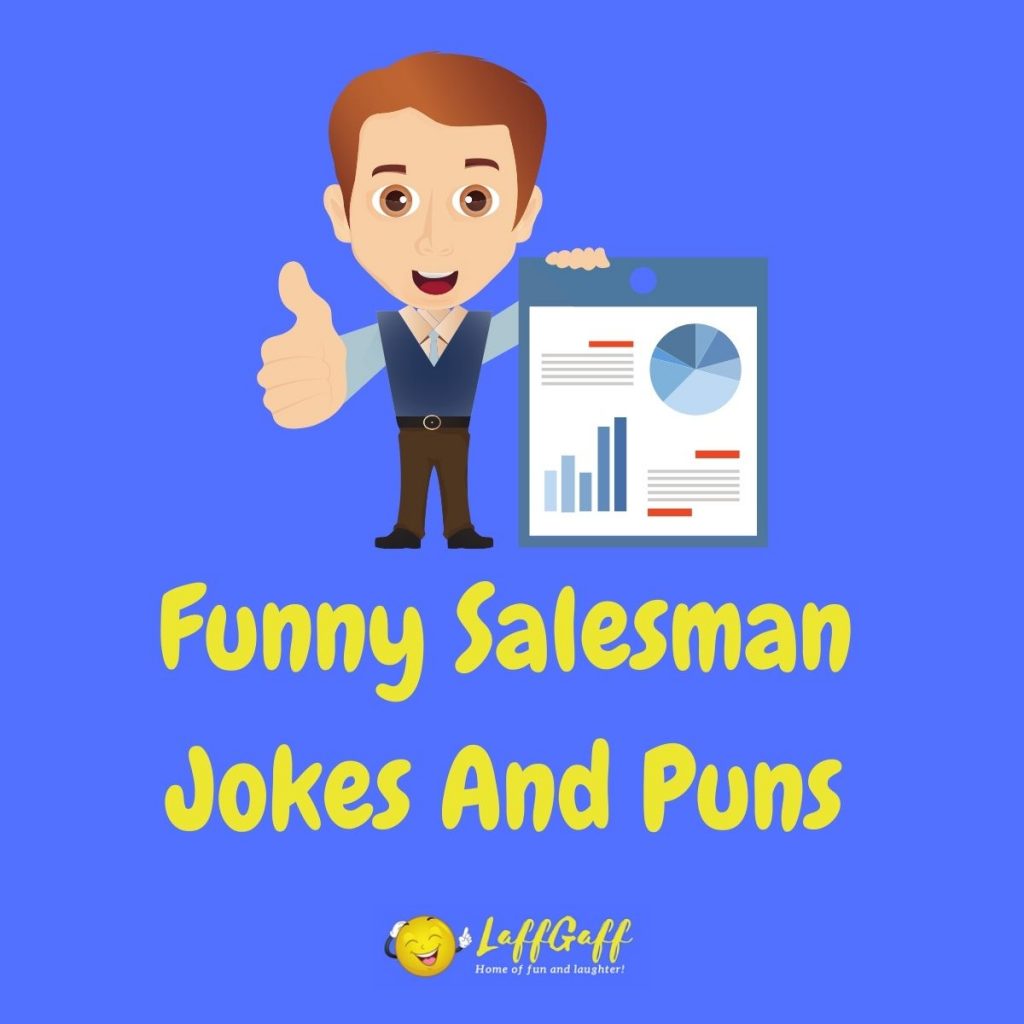 Featured image for a page of funny salesman jokes and puns.