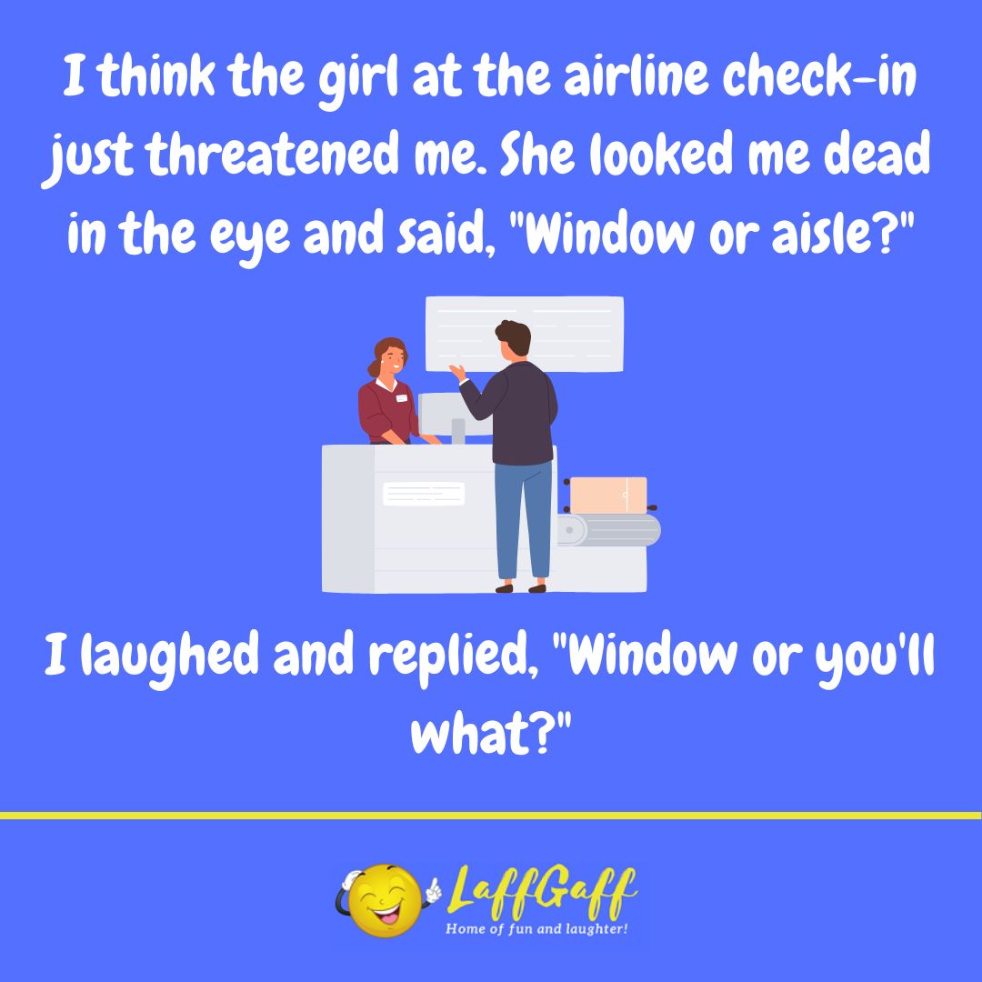 Airline check-in joke from LaffGaff.