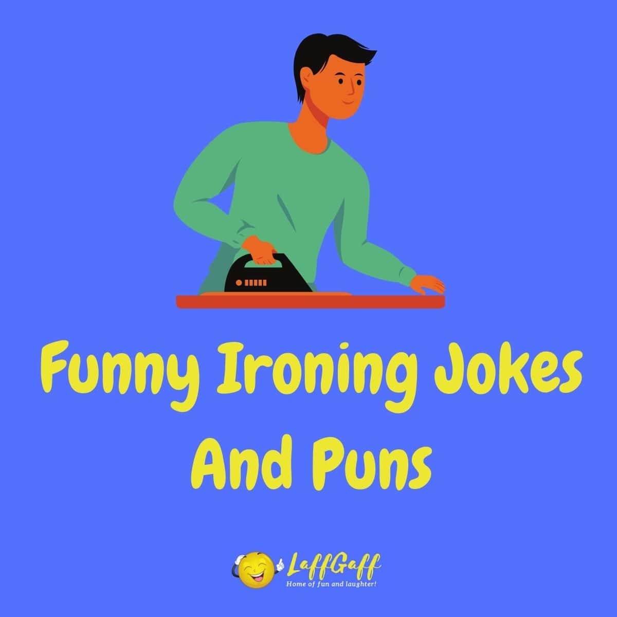 Featured image for a page of funny ironing jokes and puns.