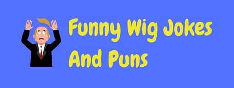 Header image for a page of funny wig jokes and puns.