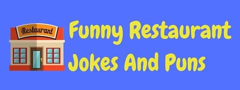 Header image for a page of funny restaurant jokes and puns.