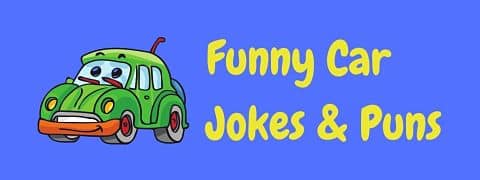 Header image for a page of funny car jokes and puns.