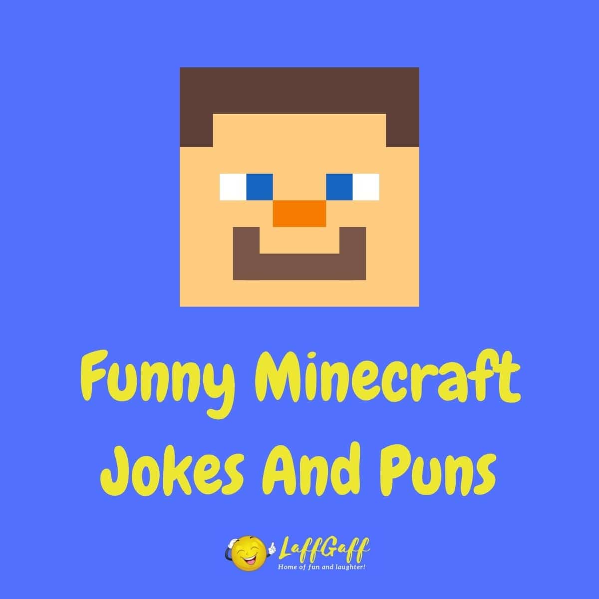 Featured image for a page of funny Minecraft jokes and puns.