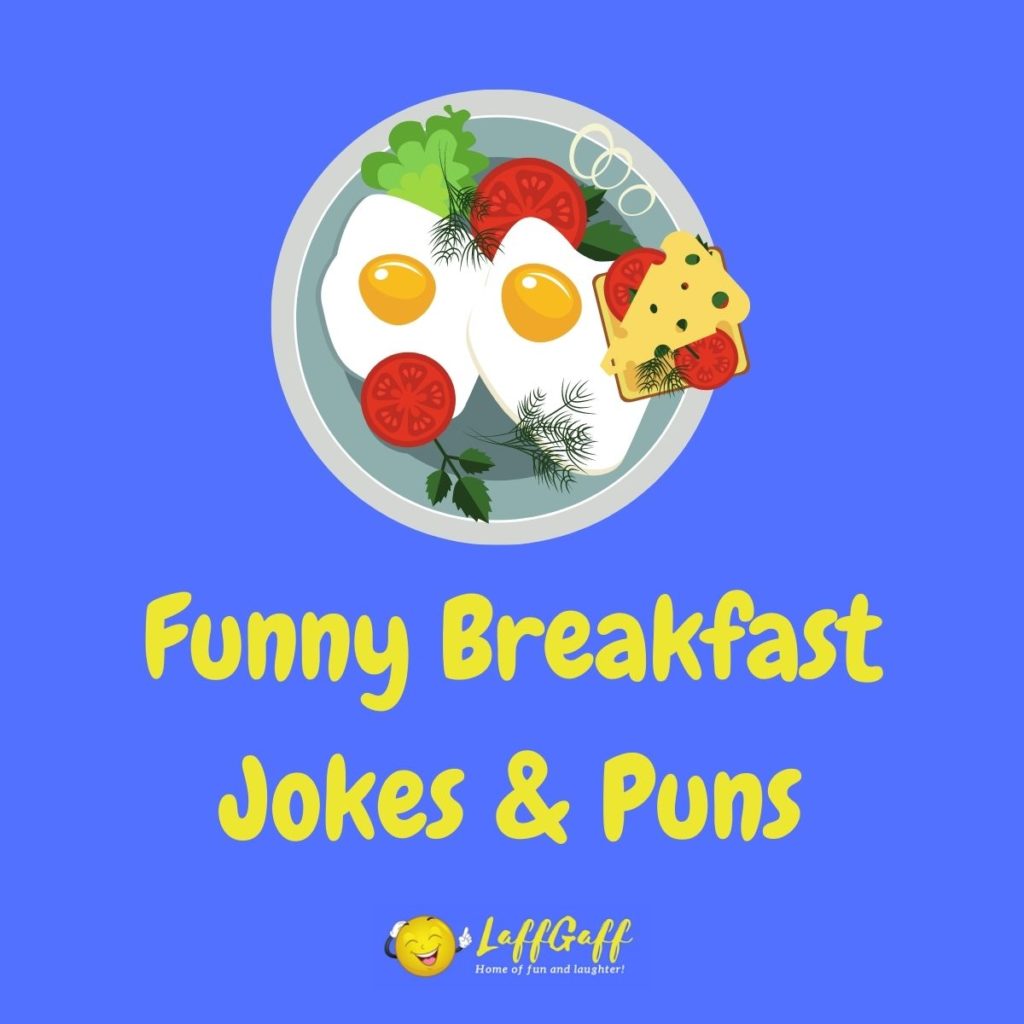 Featured image for a page of funny breakfast jokes and puns.