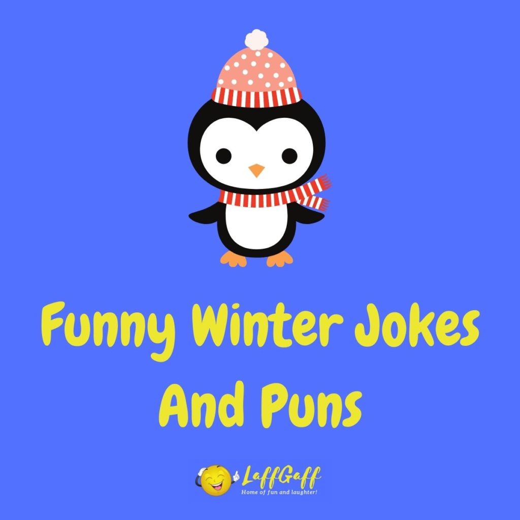 Featured image for a page of funny winter jokes and puns.