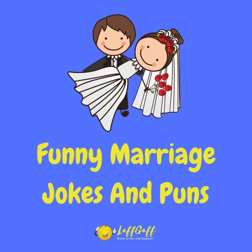 Featured image for a page of funny marriage jokes and puns.