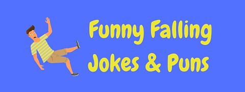 Header image for a page of funny falling jokes and puns.