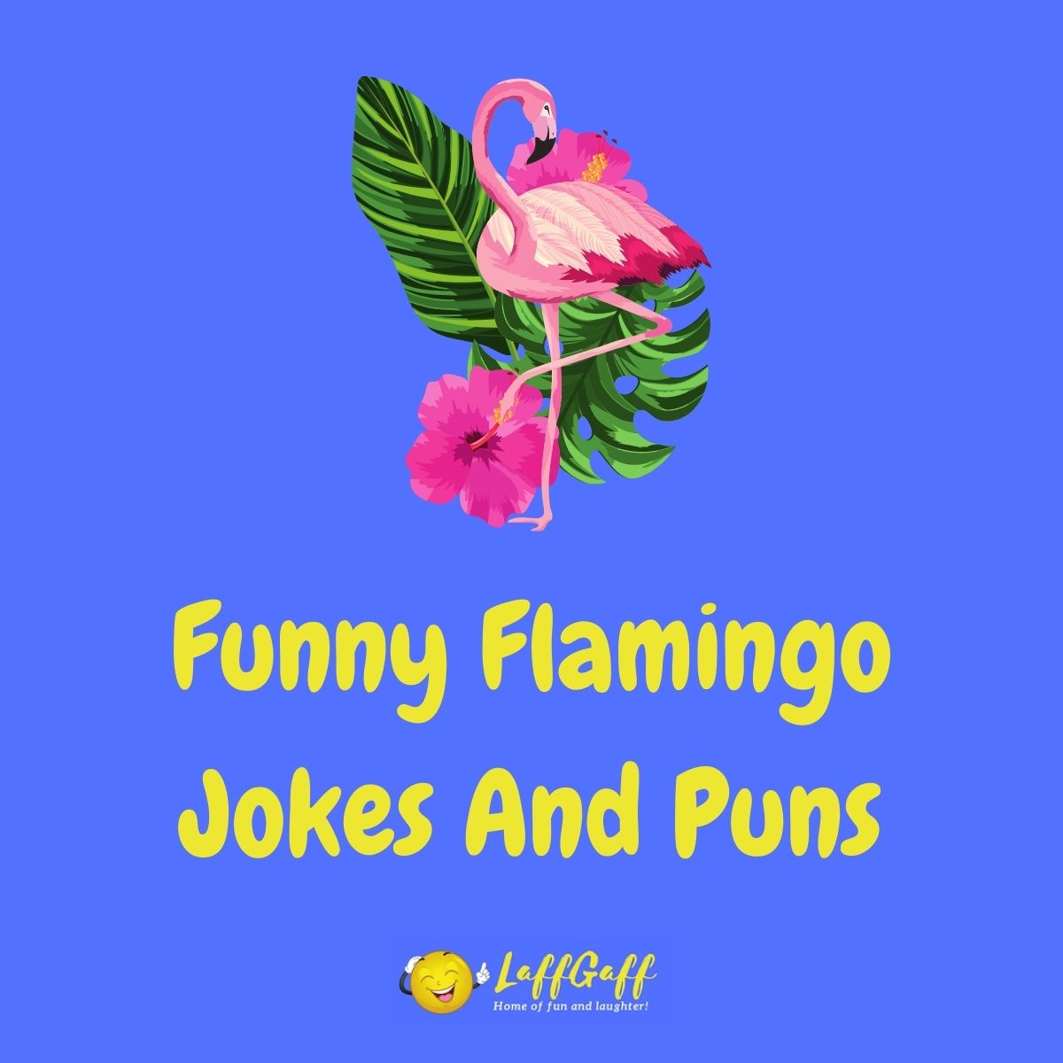 Featured image for a page of funny flamingo jokes and puns.