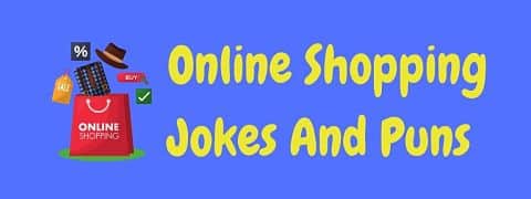 Header image for a page of funny online shopping jokes and puns.