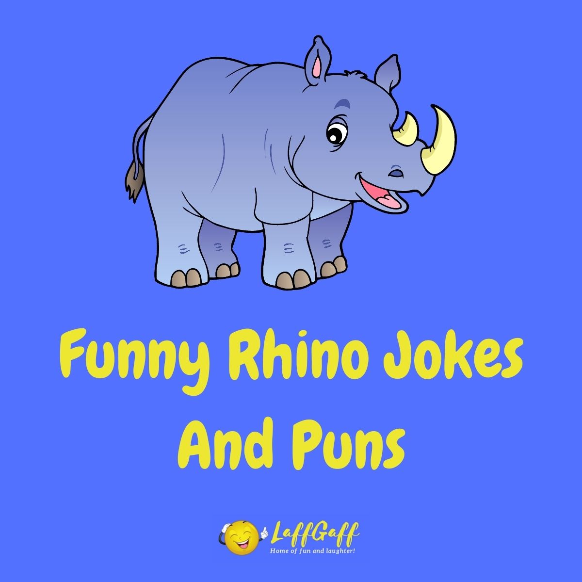 Featured image for a page of funny rhino jokes and puns.