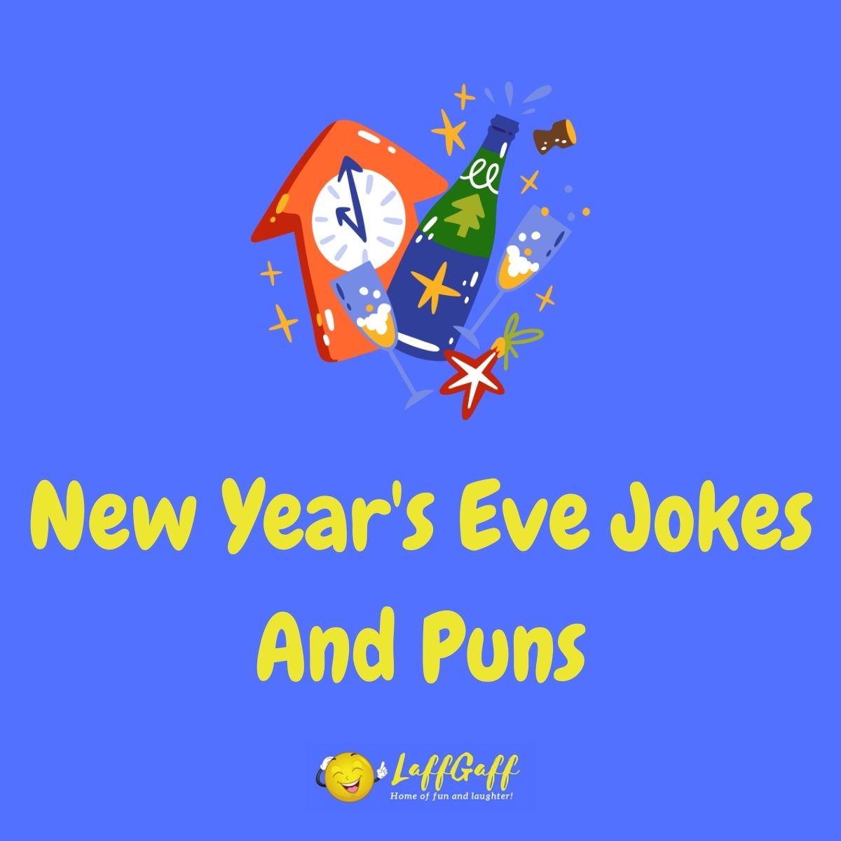 Featured image for a page of funny New Year's Eve jokes and puns.