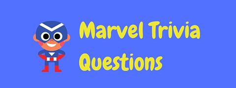 Header image for a page of fun free Marvel trivia questions and answers.