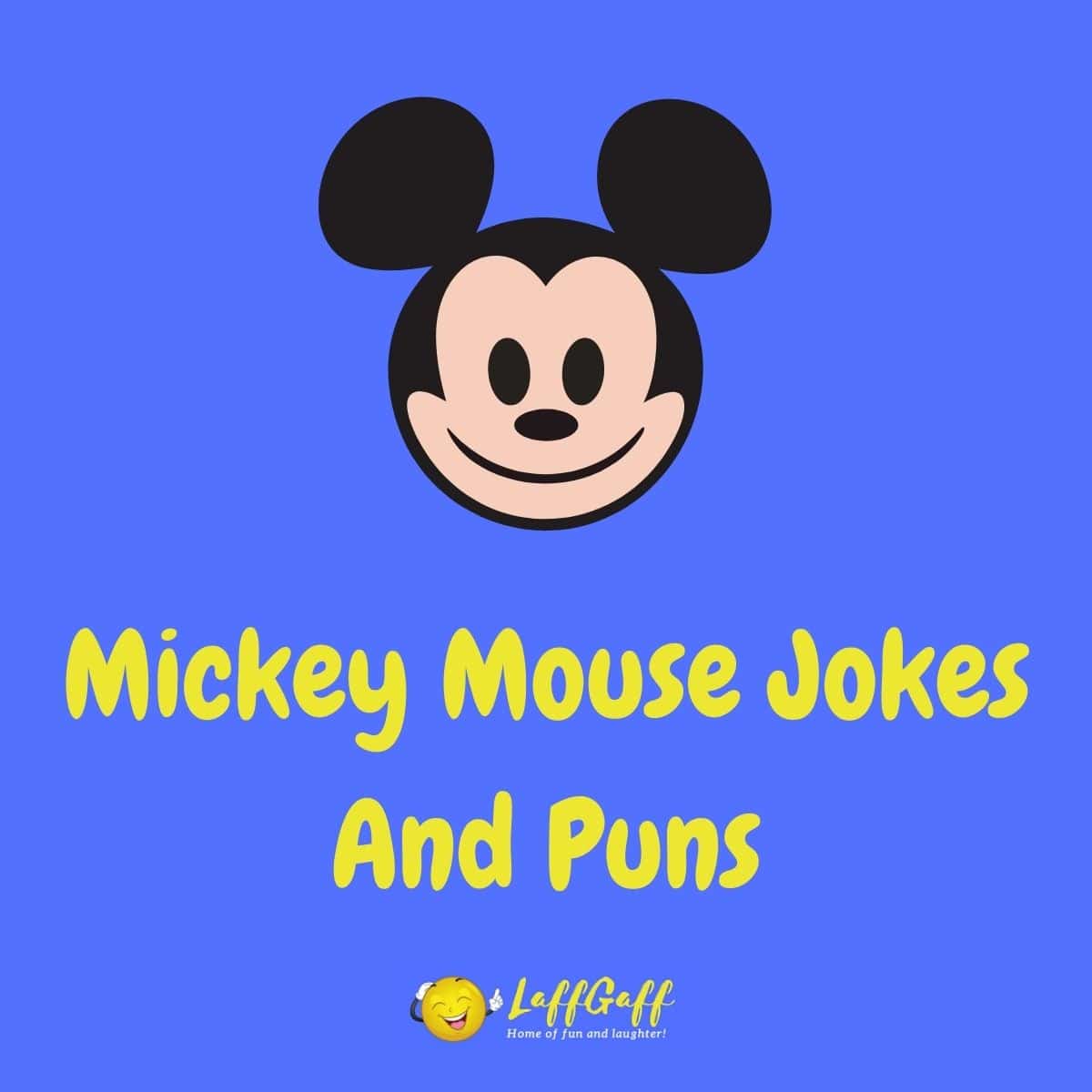 Featured image for a page of funny Mickey Mouse jokes and puns.