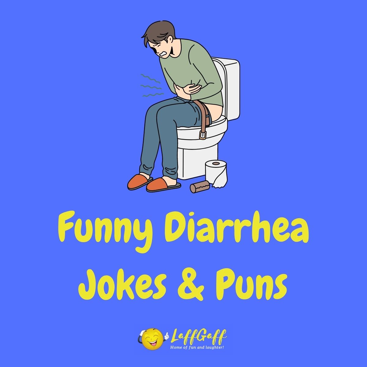 Featured image for a page of funny diarrhea jokes and puns.