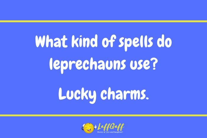 Leprechaun spells joke from LaffGaff.