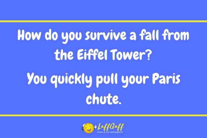 Eiffel Tower fall joke from LaffGaff.