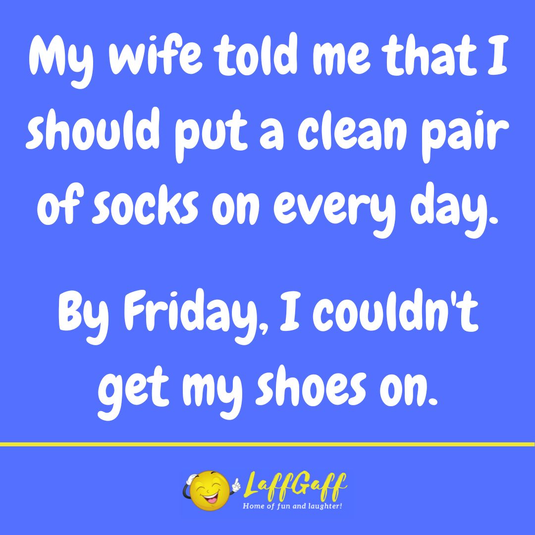 Clean socks joke from LaffGaff.