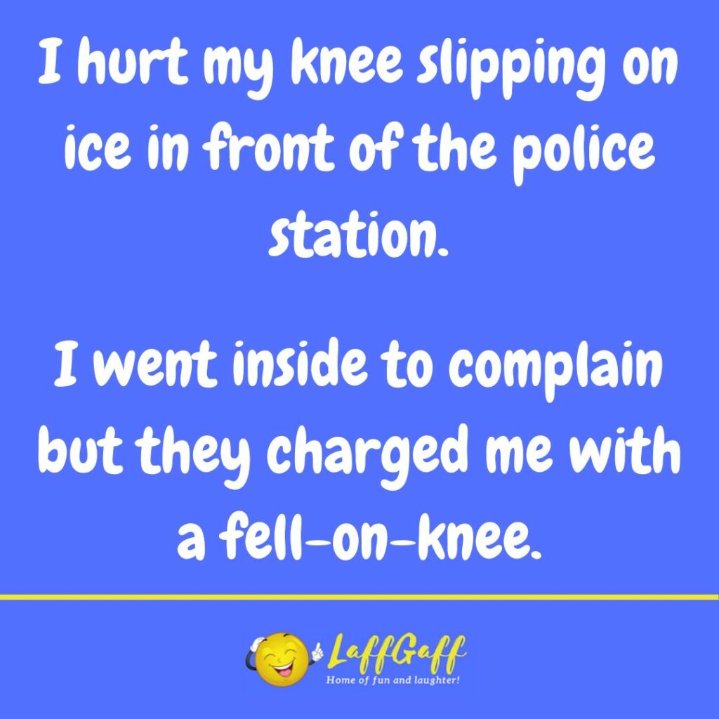 Police station fall joke from LaffGaff.