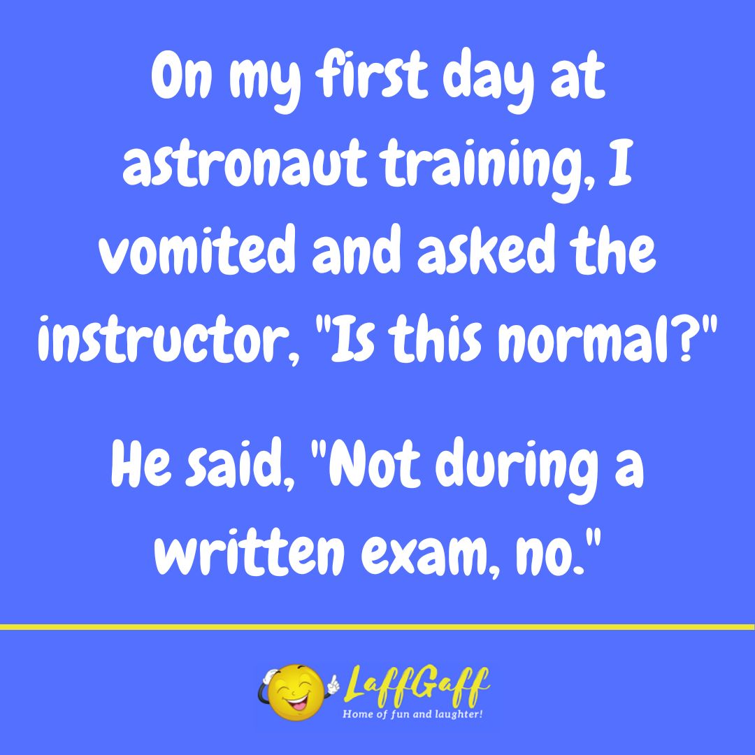 Astronaut training joke from LaffGaff.