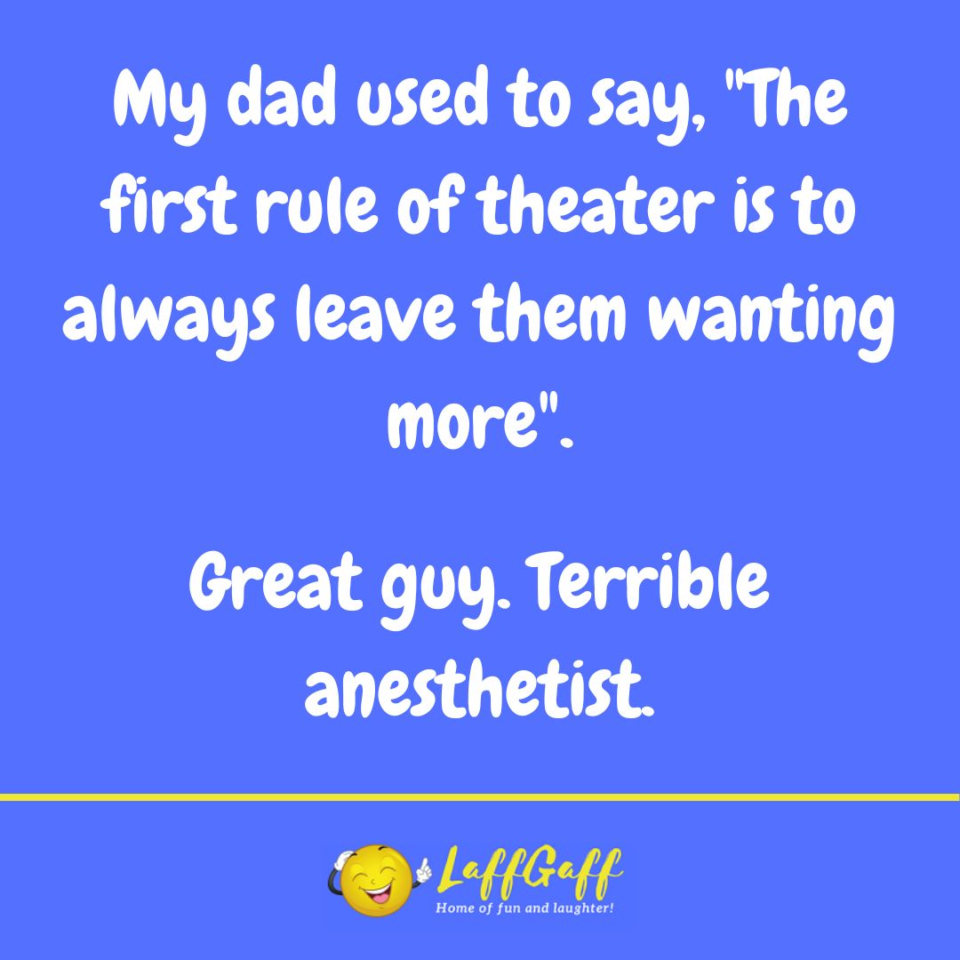 Theater rule joke from LaffGaff.