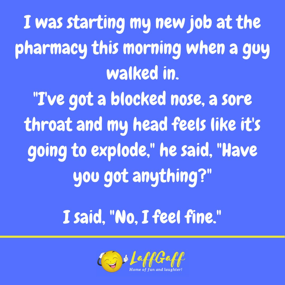 New pharmacy job joke from LaffGaff.