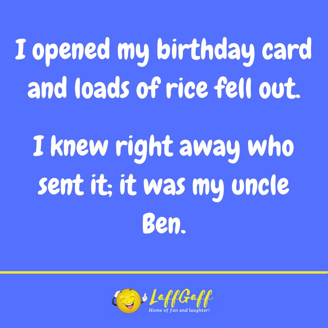 Birthday card joke from LaffGaff.