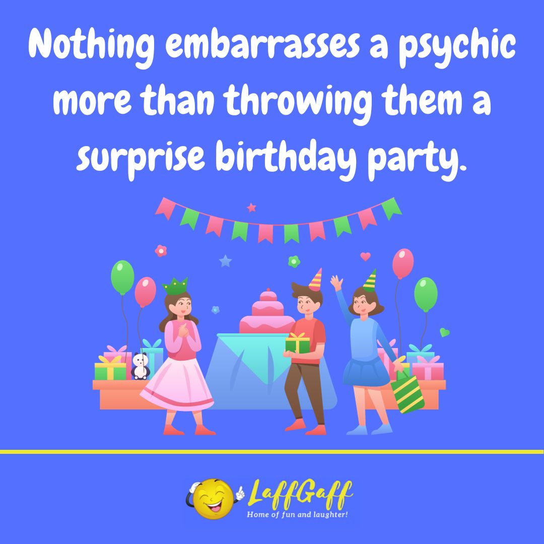 Surprise birthday party joke from LaffGaff.