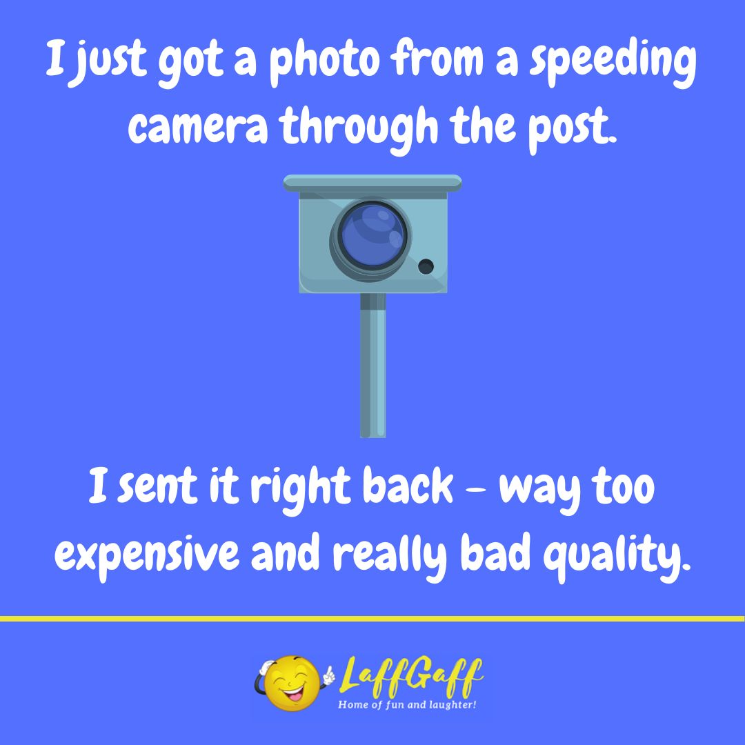 Speeding camera photo joke from LaffGaff.