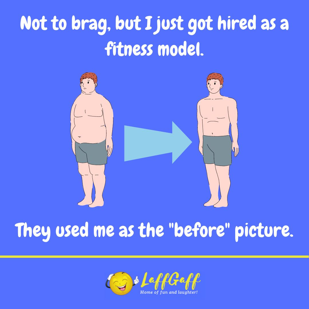 Fitness model joke from LaffGaff.