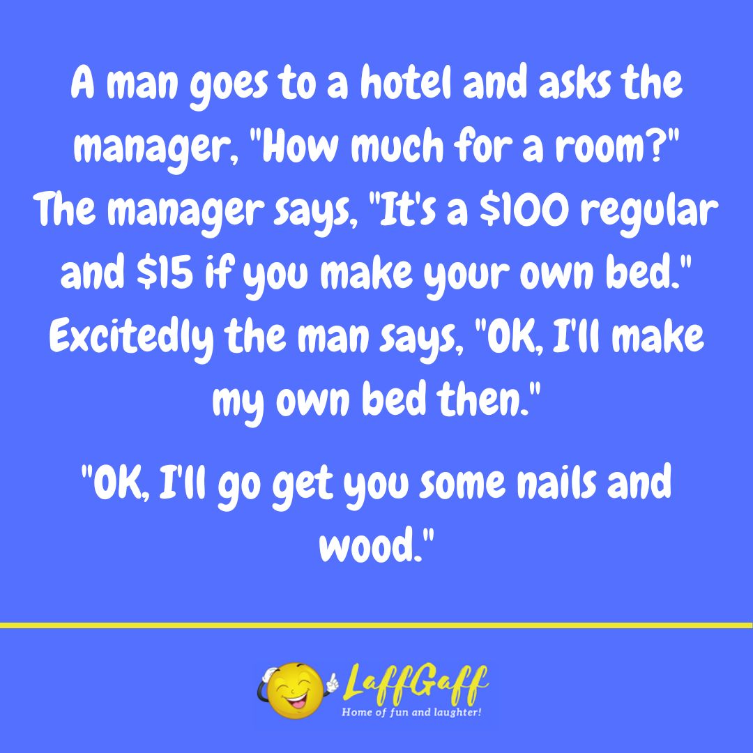 Hotel room joke from LaffGaff.