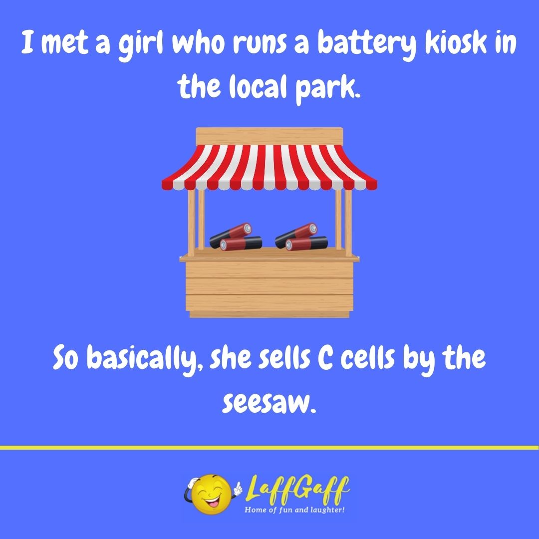 Battery kiosk joke from LaffGaff.