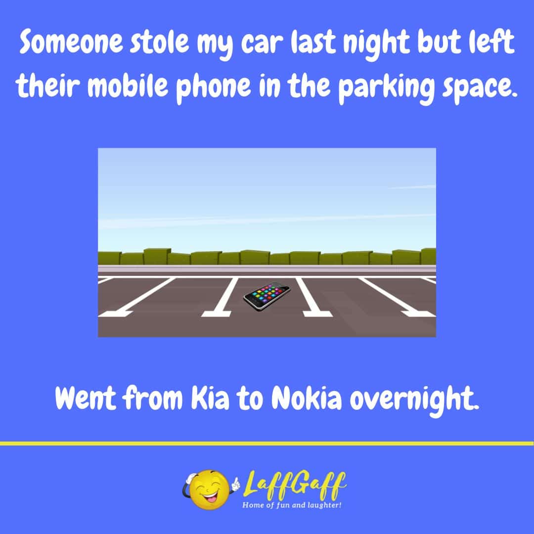Stolen car joke from LaffGaff.