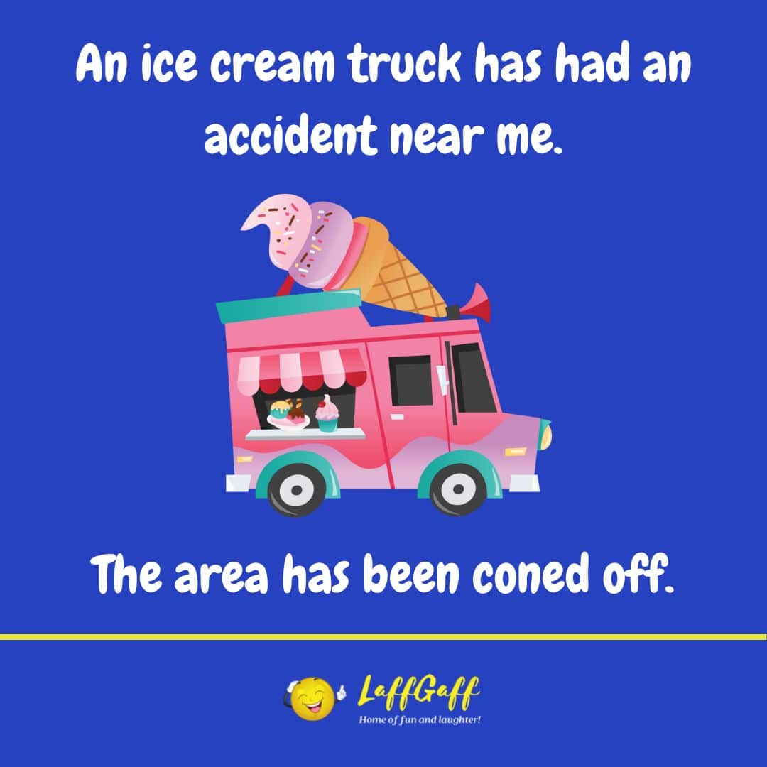 Ice cream truck accident joke from LaffGaff.