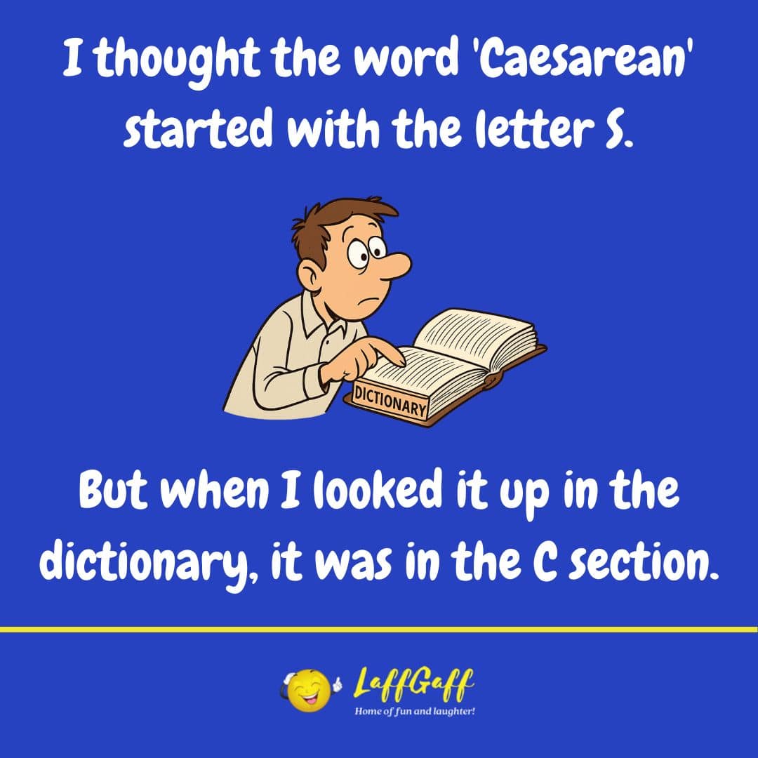 Caesarean joke from LaffGaff.